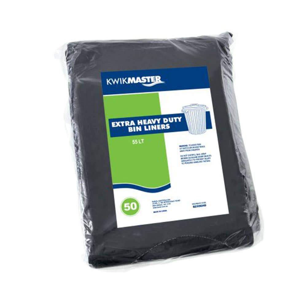 Bag Garbage 54L Extra Heavy Duty Black Pk 50 21828001 BZ55EHD