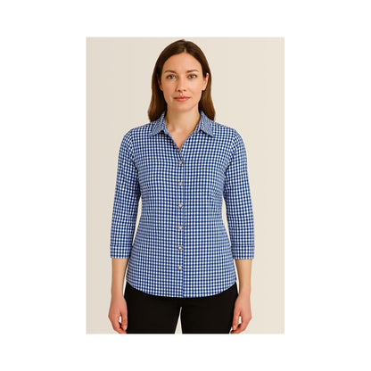 Shirt Womens 3/4 Sleeve Blue Check 10 City Collection_40080457_2207-BLU-10