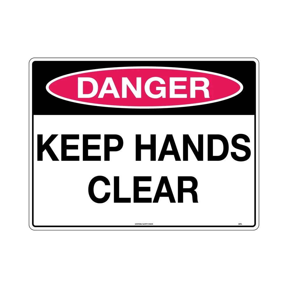 Sign - Danger Keep Hands Clear Metal 300 X 225mm (221MM)_411331_221MM
