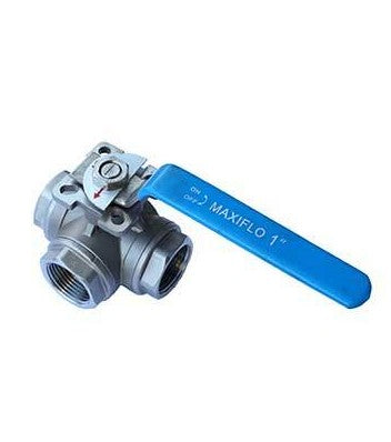 Valve Ball 3 Way L Port 316 Stainless Steel 1-1/2'' BSPT 94700025 SS3WAY40L