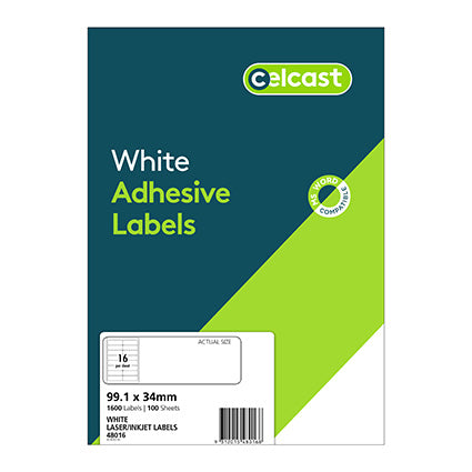 Celcast Labels Laser DL16 99.1X33.9mm 16Up White Box 100_22489700_41806