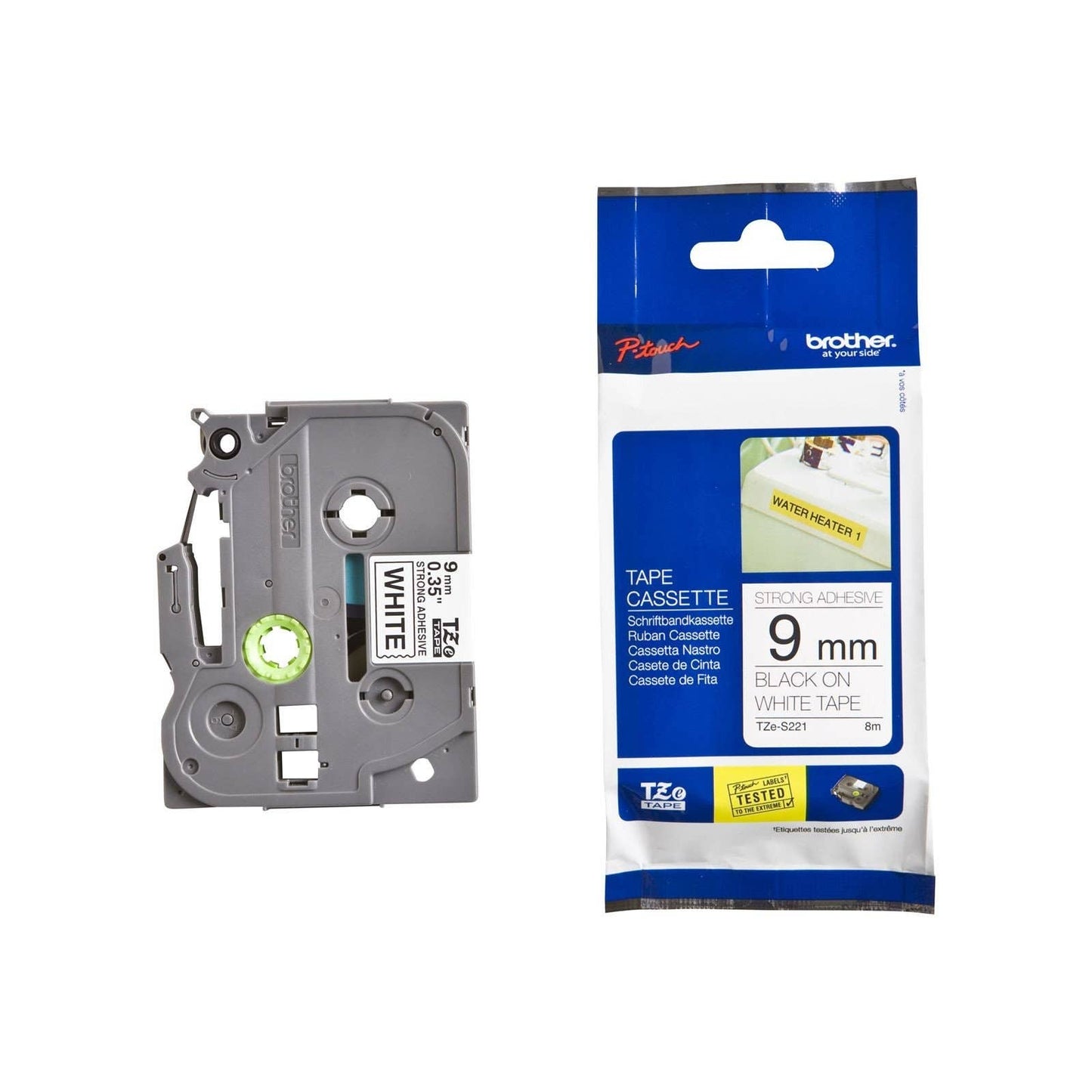 Brother P Touch Tape TZE-S221 Black/White 9mm 22609900 TZe-S221