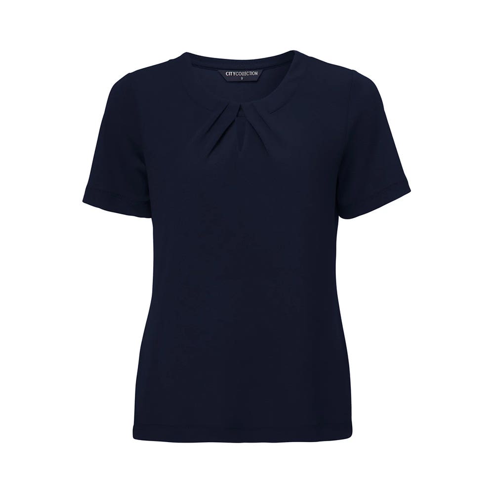 Shirt S/S Key Hole Knit Navy Large 2295 City Collection 545068 2295-NAV-L