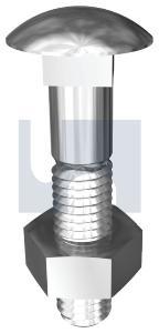 Bolt + Nut Cup Head Coarse Class 4.6 Galvanised 1.50P 10 X 50mm 88891455 BCHMG100501