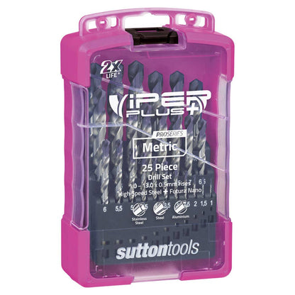 Drill Bit Set Jobber Metric Viper+ 25 Piece 1-13mm x 0.5mm Sutton 234916 D179SM3
