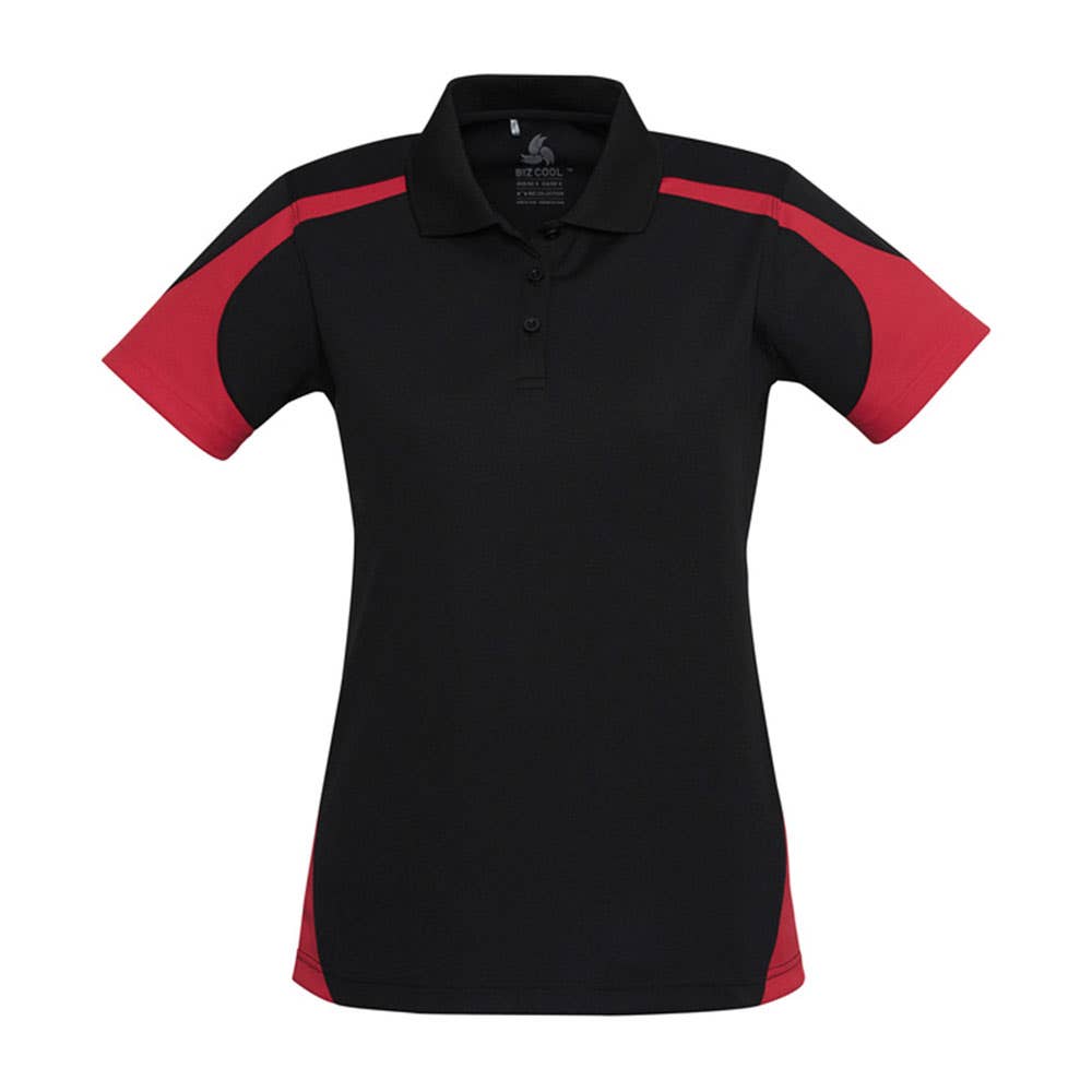 Shirt Polo Womens S/S Polyester Biz Cool Talon Black/Red 10 Biz 235479 P401LS-BLK/RED-10