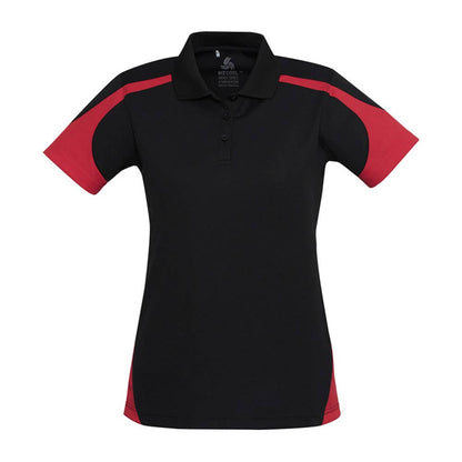 Shirt Polo Womens S/S Polyester Biz Cool Talon Black/Red 10 Biz 235479 P401LS-BLK/RED-10
