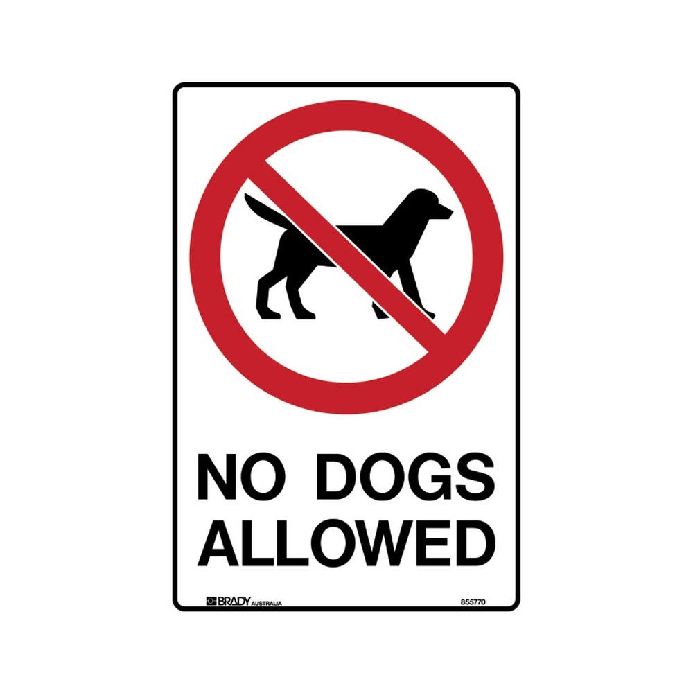 Sign Prohibition 'NO DOGS ALLOWED' 300x450mm Metal Brady 237244 855770