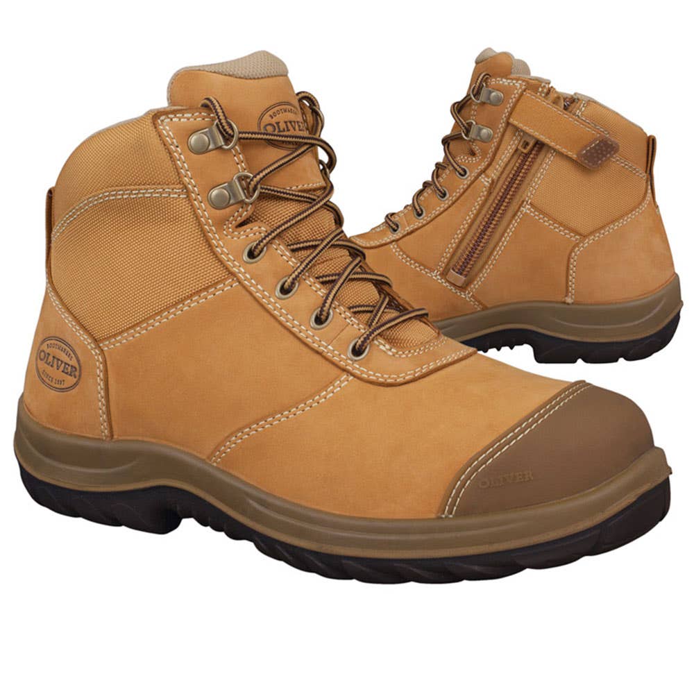 Boots Steel Toe Lace Up + Zip PU Sole Wheat 34-662 10 Oliver_207072_34662-WHT-10