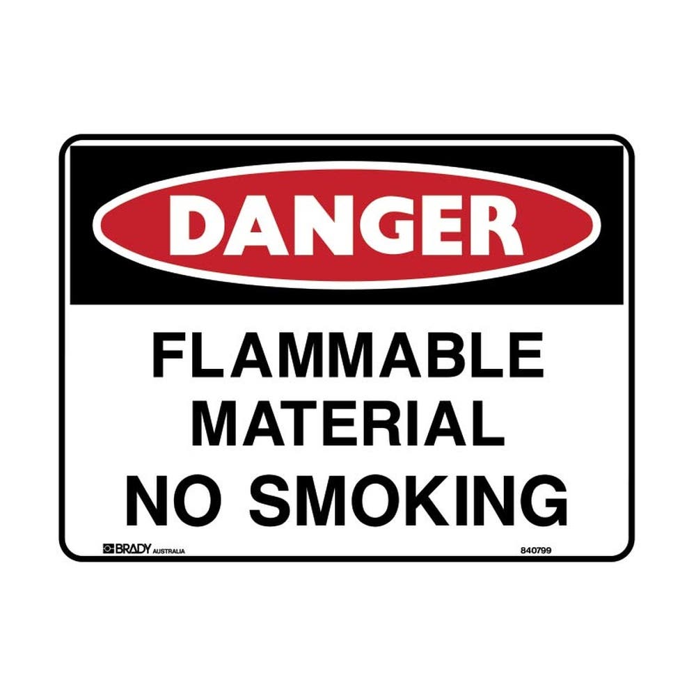 Sign DANGER FLAMMABLE MATERIALS NO SMOKING 450 X 600mm Metal 240199 840797