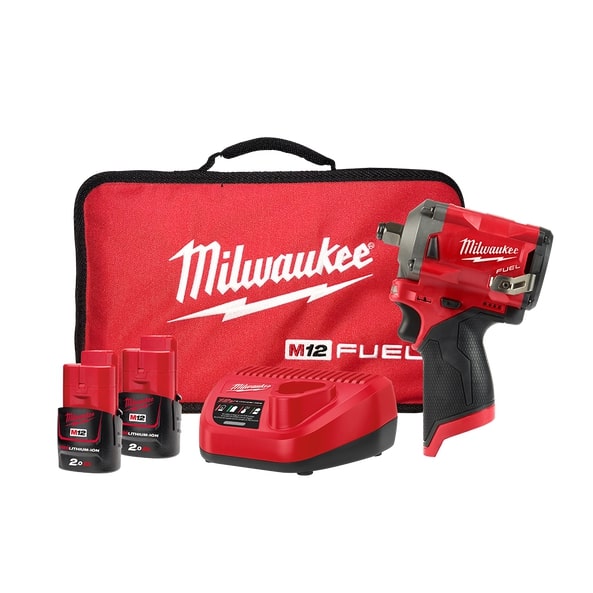 M12 Fuel Impact Wrench 1/2'' Stubby Kit 2.0AH Milwaukee 433424 M12RIW2F12202 NLA