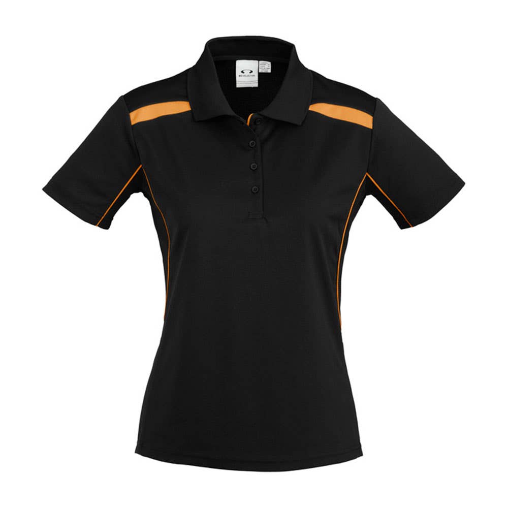 Shirt Polo Womens S/S Polyester Biz Cool United Black/Orange 10 Biz 246130 P244LS-BLK/ORA-10