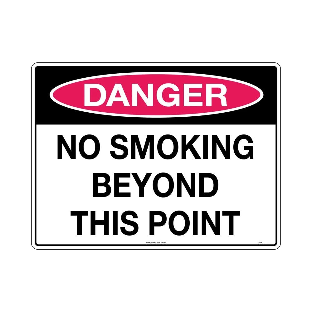Sign DANGER NO SMOKING BEYOND THIS POINT 600 X 450mm Metal_307829_249LM