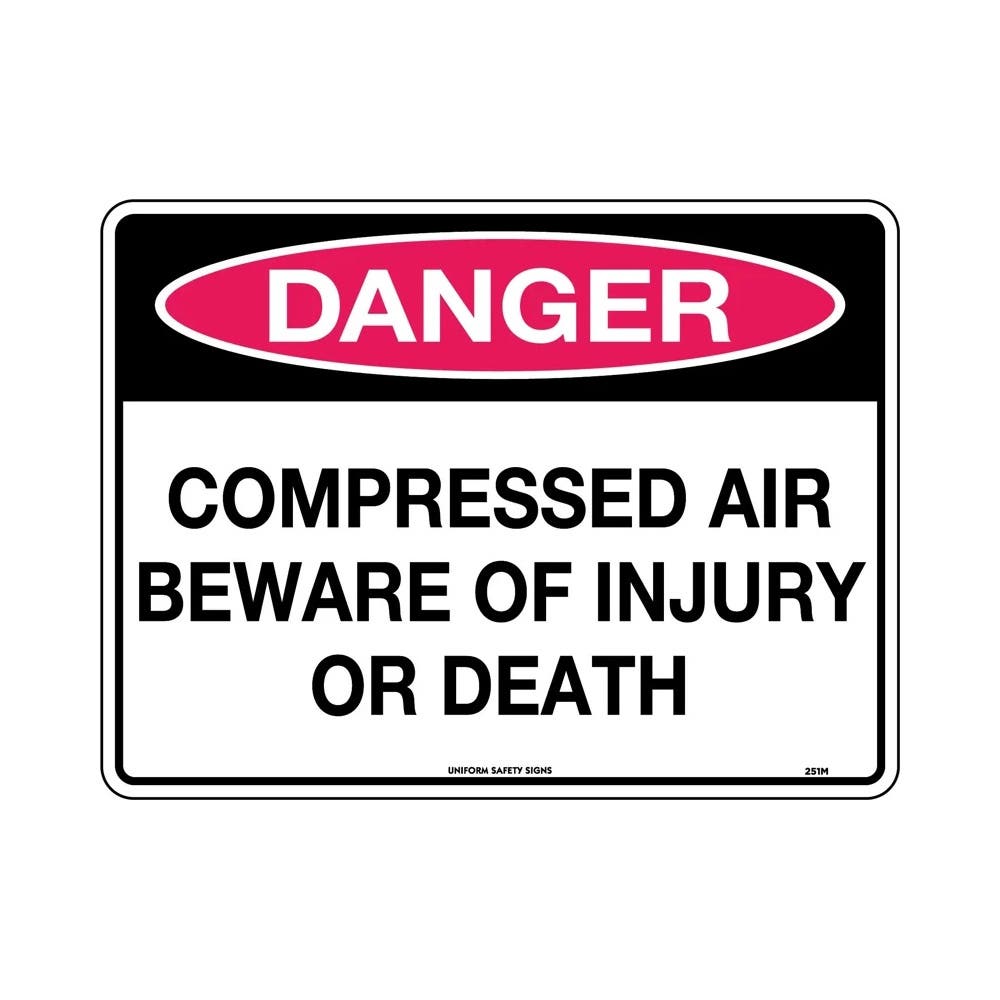 Sign DANGER COMPRESSED AIR BEWARE OF INJURY OR DEATH    300x225 Poly_455213_251MP