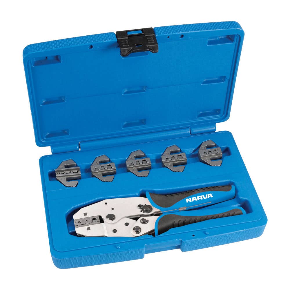 Crimper Ratchet Master Kit 6 Interchangeable Heads Narva 253157 56523