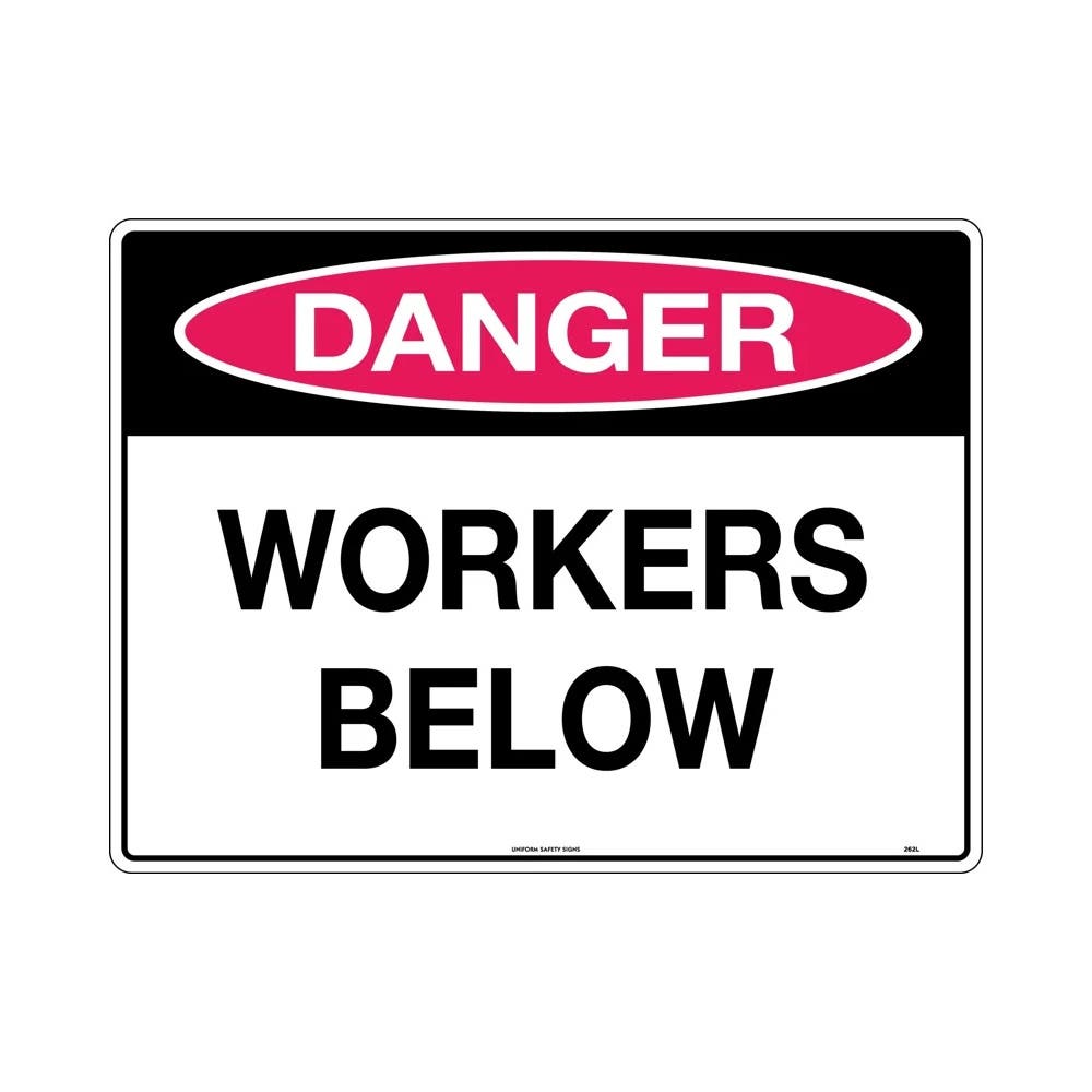 Sign DANGER WORKERS BELOW 450 X 300mm Metal_314514_262LSM