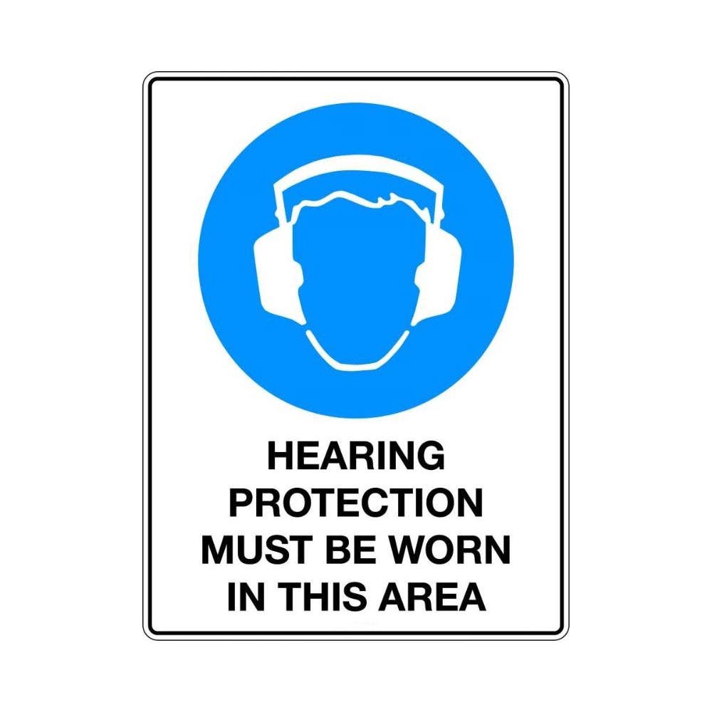 Sticker HEARING PROTECTION MUST BE WORN IN THIS AREA 140 X 120mm Pk 4_264674_102SA