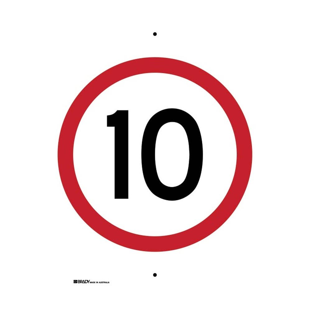 Sign Speed Limit 10 Kph 450x600 Class 1 Aluminium 873940 Brady 276334 873940
