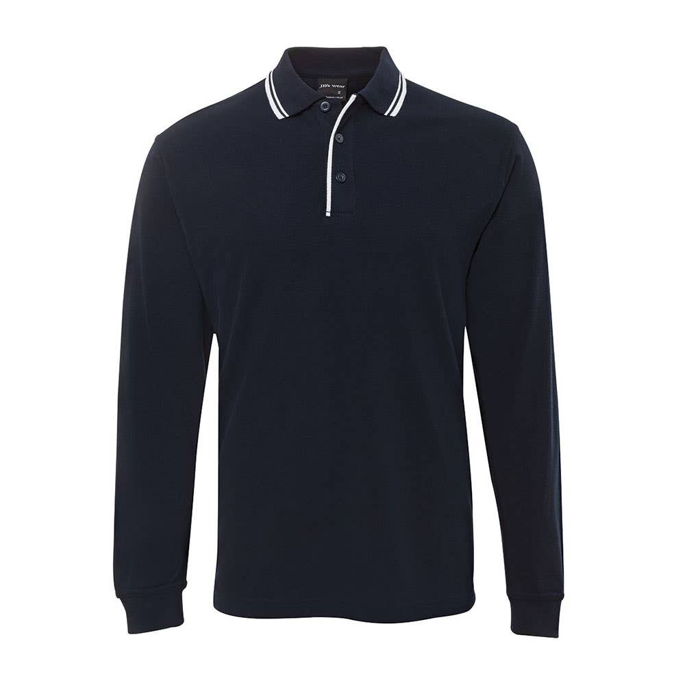 Shirt Polo L/S Poly/Cotton 210gsm Navy/White 2XL Contrast 280462 210XC-NAV/WHT-2XL
