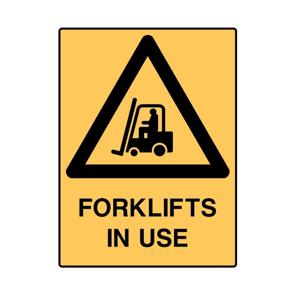 Sign Safety Forklifts In Use 600x450 Poly Ultra Tuff 282800 872551