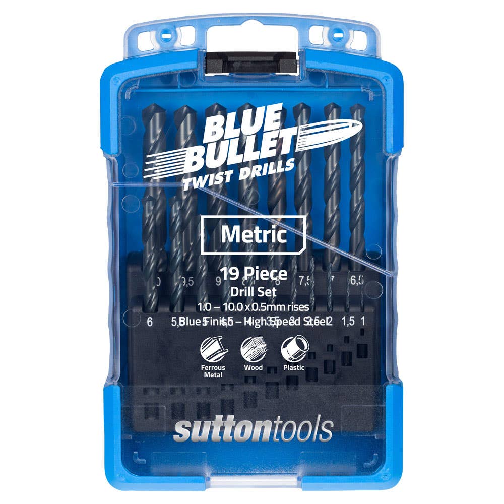 Drill Bit Set Jobber Metric Blue 19 Piece 1-10mm x 0.5mm Sutton 2832001 D102Sm2