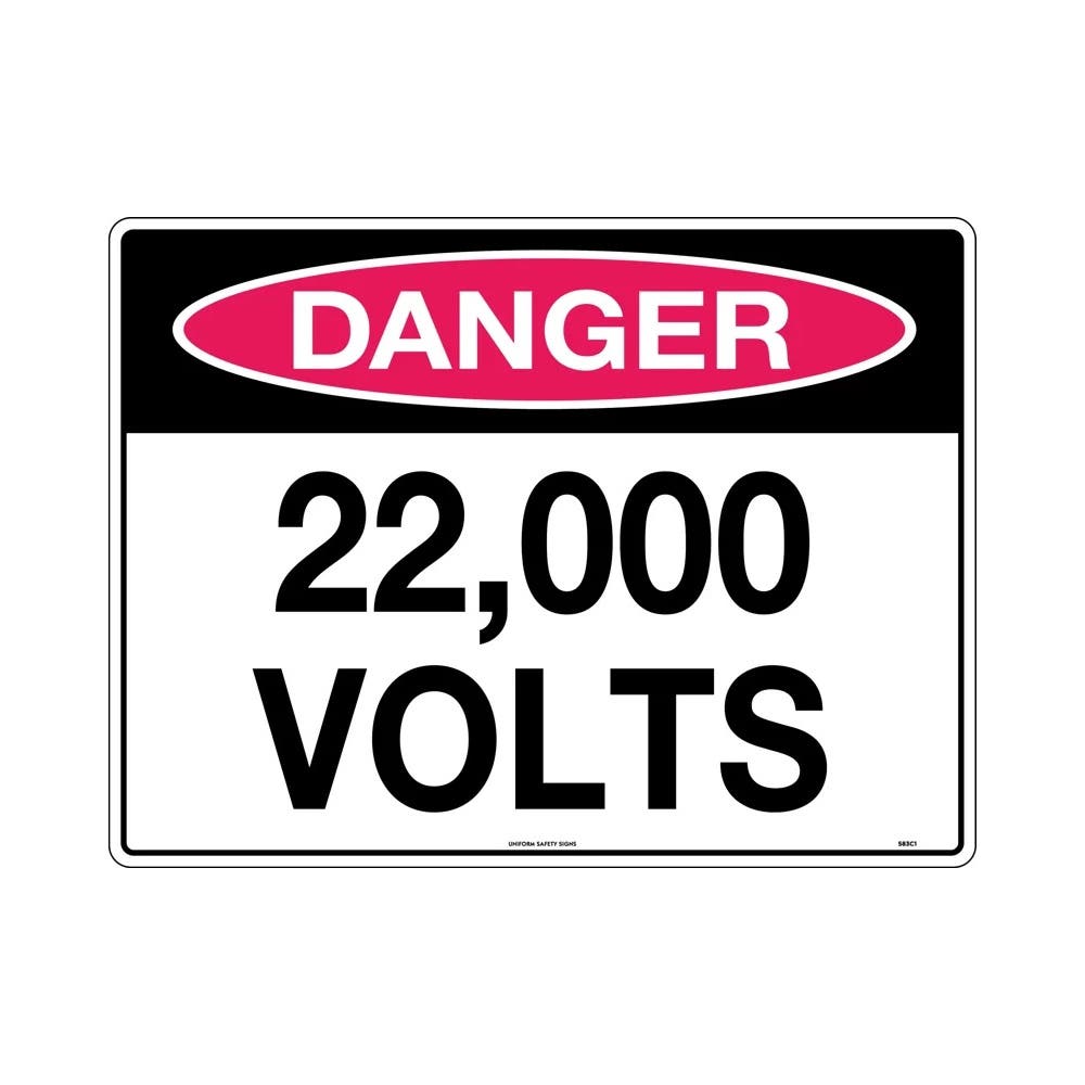 Sign Danger 22 000 Volts Metal 300 X 225_451933_283mm