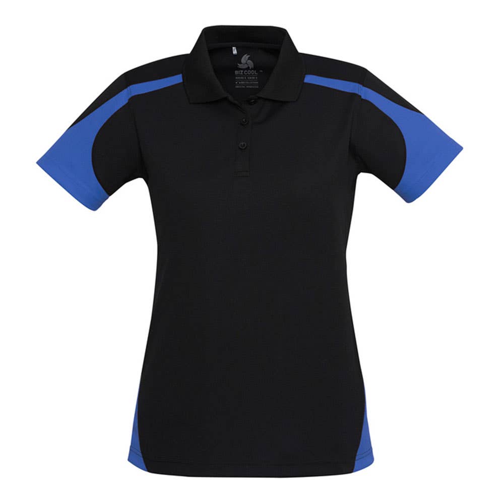 Shirt Polo Womens S/S Polyester Biz Cool Talon Black/Royal 10 Biz 285157 P401LS-BLK/ROY-10