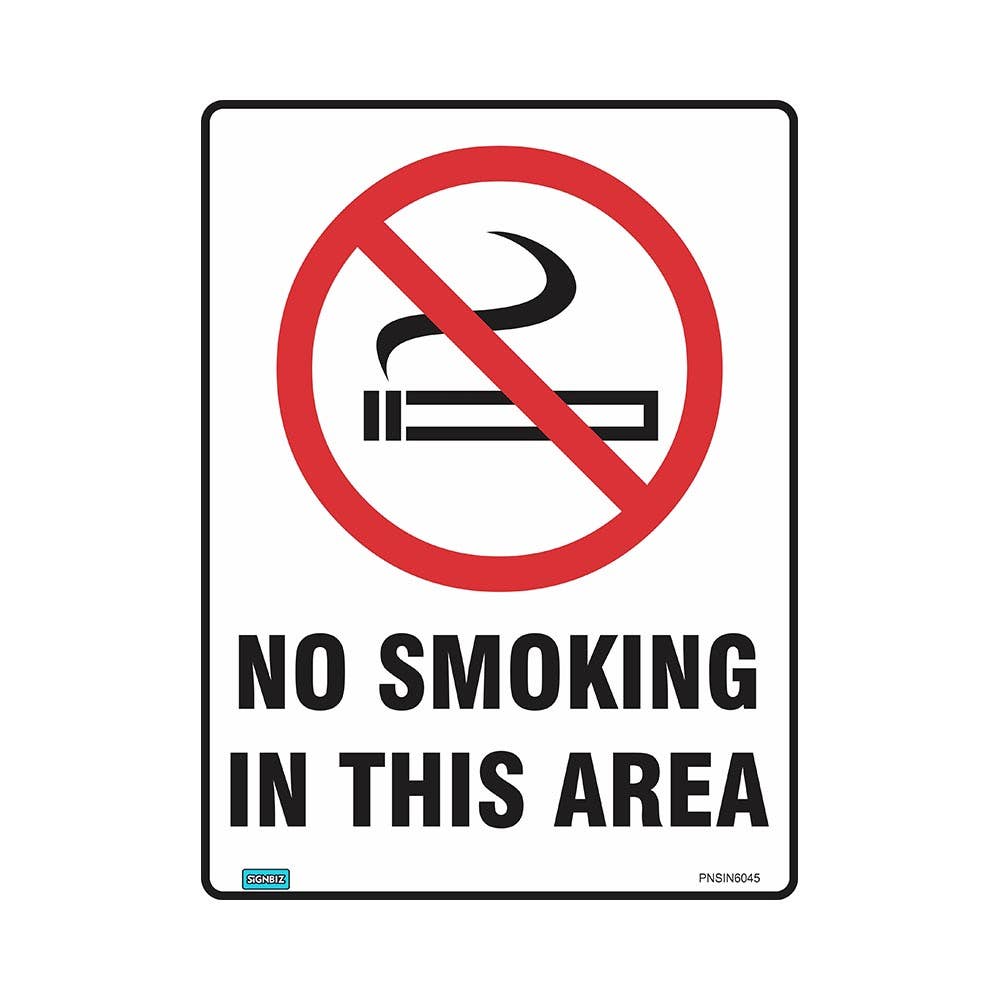 Sign NO SMOKING IN THIS AREA 300 x 450mm Metal 285894_285894_PNSIN4530M