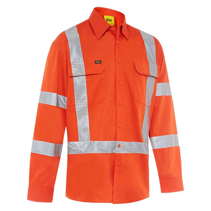 Shirt L/S Cotton Drill Vent Tape X-Back Hi Vis Orange 2XL Bisley 288675 BS6166XT BVEO2XL
