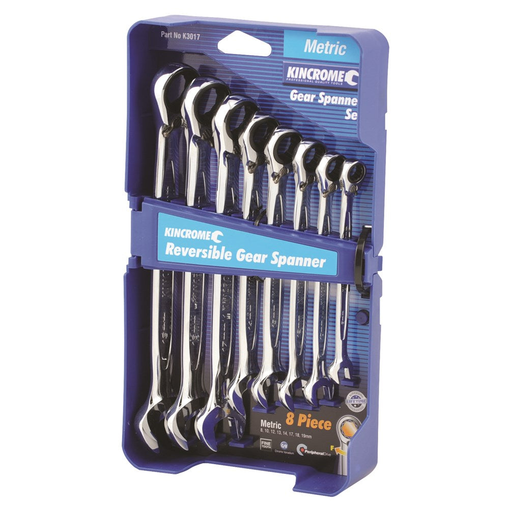 Spanner Set Combination Gear Reversible 8-19mm 8 Piece Kincrome 79910165 K3017