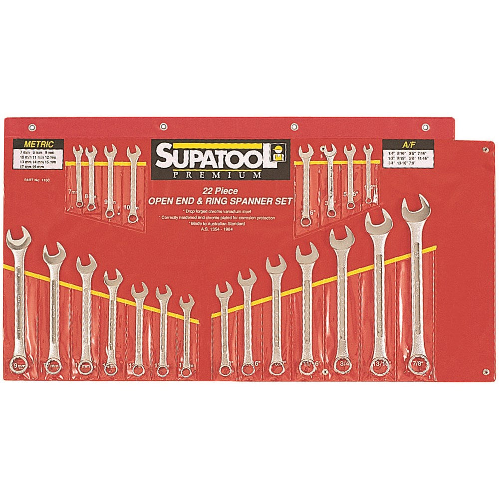 Spanner Combination Set AF/Metric 22 Piece Supatool 81002607 1160