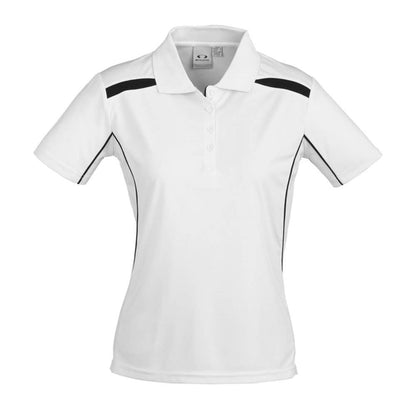 Shirt Polo Womens S/S Polyester Biz Cool United White/Black 12 Biz 294949 P244LS-WHT/BLK-12