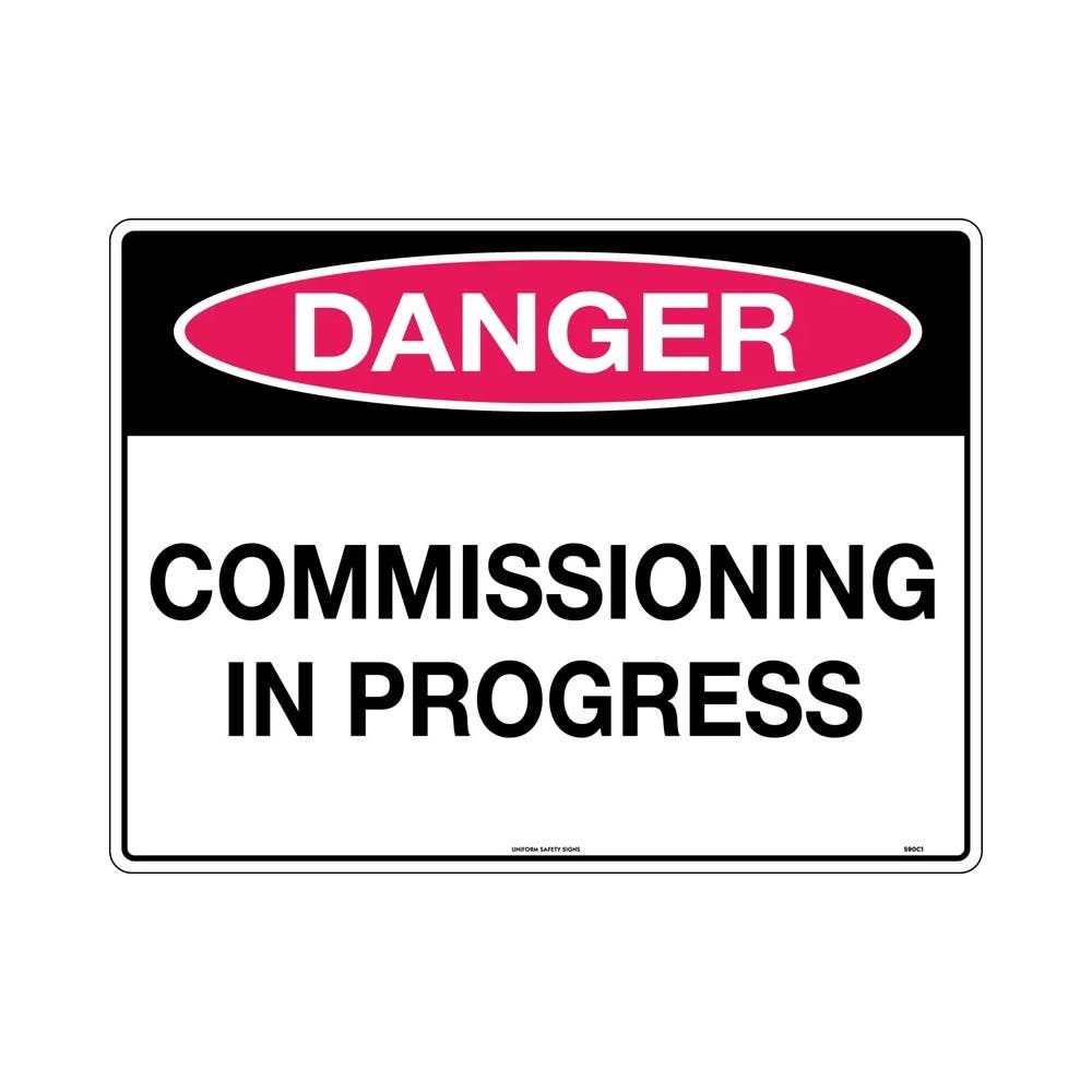 Sign DANGER COMMISSIONING IN PROGRESS 450 X 300 Metal_313703_295LSM