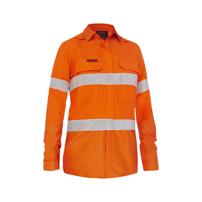 Shirt Apex Womens 185gsm PPE2 Taped Hi Vis Orange 18 Ripstop FR Vent Bisley_40036386_BL8439T_BVEO18
