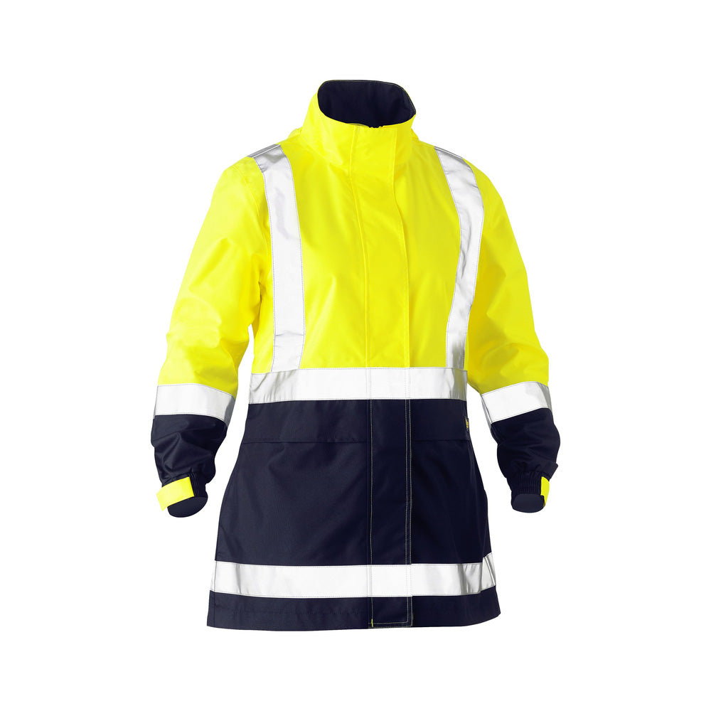 Jacket Womens Hi-Vis Recycled Rain Shell Taped BJL6766T Yellow/Navy 12_40048158_BJL6766T_TT0412