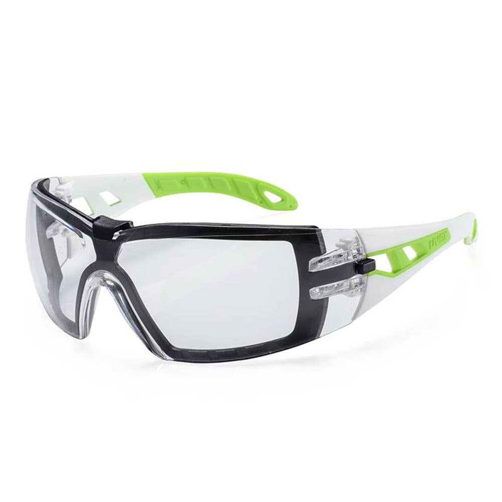 Pheos Safety Glasses with Dust Guard Clear Lens Black/Green Frame 184947 9192-305G