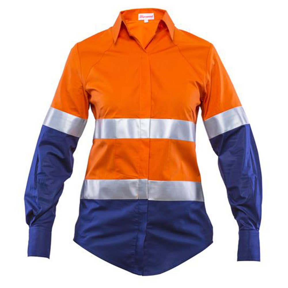Shirt L/S Cotton Drill 145gsm 3M Tape Hi Vis Orange/Navy 10 Styleworker_30000776_SW-O/N-10