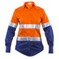 Shirt L/S Cotton Drill 145gsm 3M Tape Hi Vis Orange/Navy 10 Styleworker_30000776_SW-O/N-10