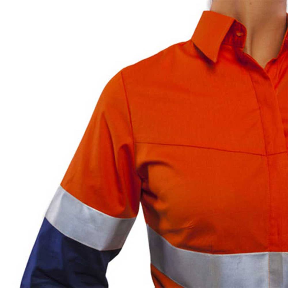 Shirt L/S Cotton Drill 145gsm 3M Tape Hi Vis Orange 10 Yoketastic_30000788_Y-O-10