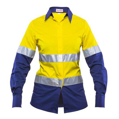 Shirt L/S Cotton Drill 145gsm 3M Tape Hi Vis Yellow/Navy 10 Yoketastic_30000800_Y-Y/N-10