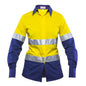 Shirt L/S Cotton Drill 145gsm 3M Tape Hi Vis Yellow/Navy 10 Yoketastic_30000800_Y-Y/N-10