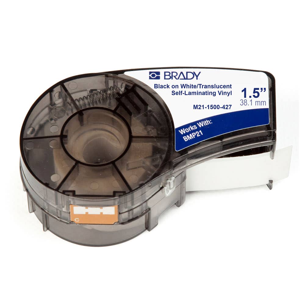 Label Self Laminate Vinyl Black/White 38.1mm x 4.27m For BMP21-PLUS Brady 30001477 110930