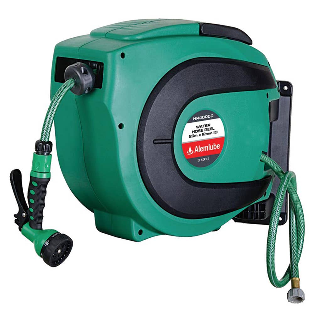 Hose Reel Assembly Water Retractable 12mm x 20m 140psi HR40050 Alemlube 30004344 HR40050