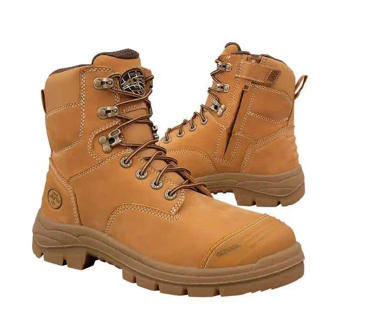 Boots Steel Toe Lace + Zip PU Rubber Bump Cap Wheat 55-332Z 10 Oliver 30007215 55332Z-WHT-10