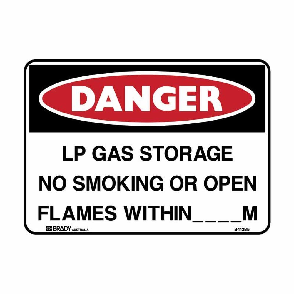 Sign DANGER LP GAS STORAGE NO SMOKING OR OPEN FLAMES.... 300 X 450mm Metal 300278 832423