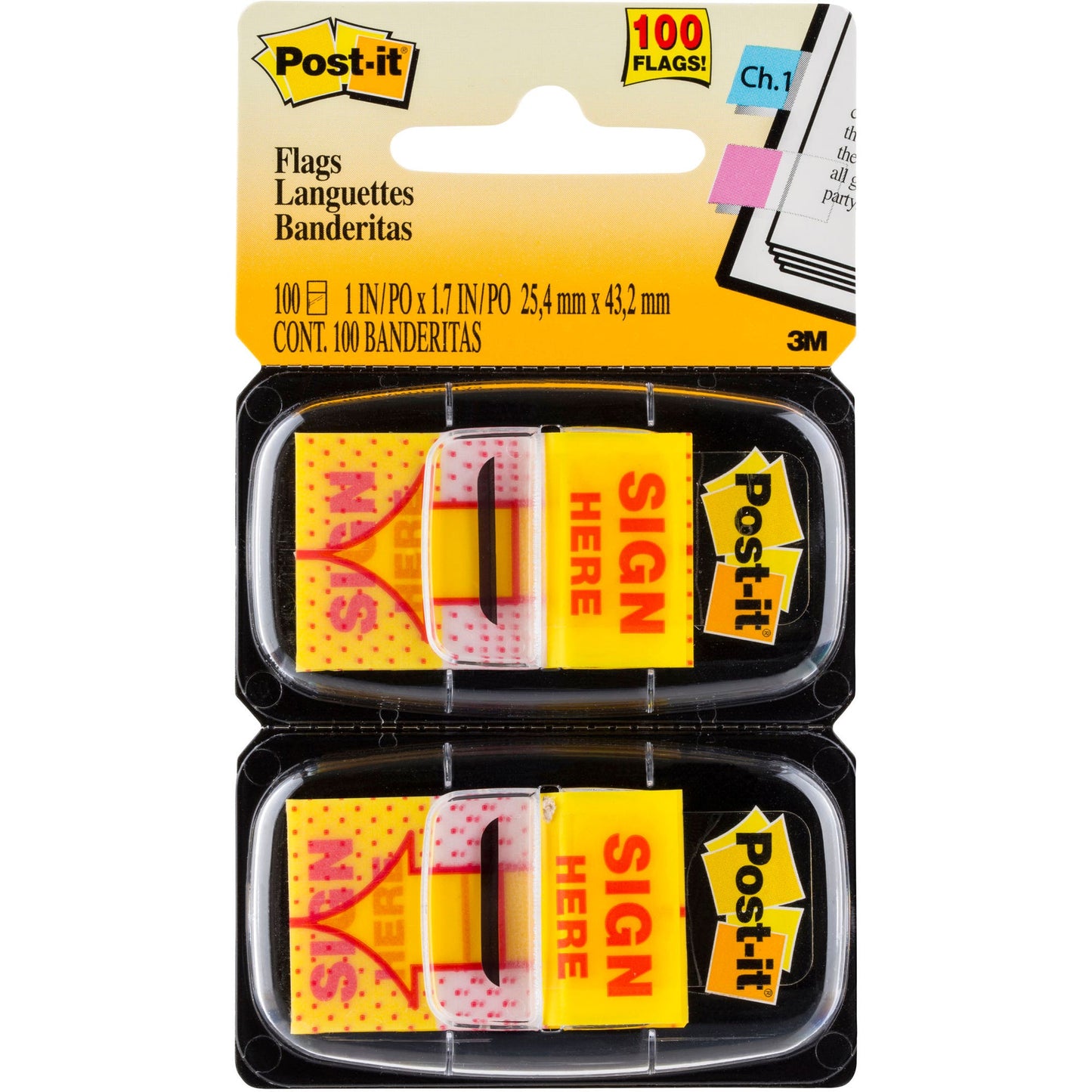 Post-It Flags 680 Twin 25x43mm Pack 2 Sign Here 305022000 3M680SH2