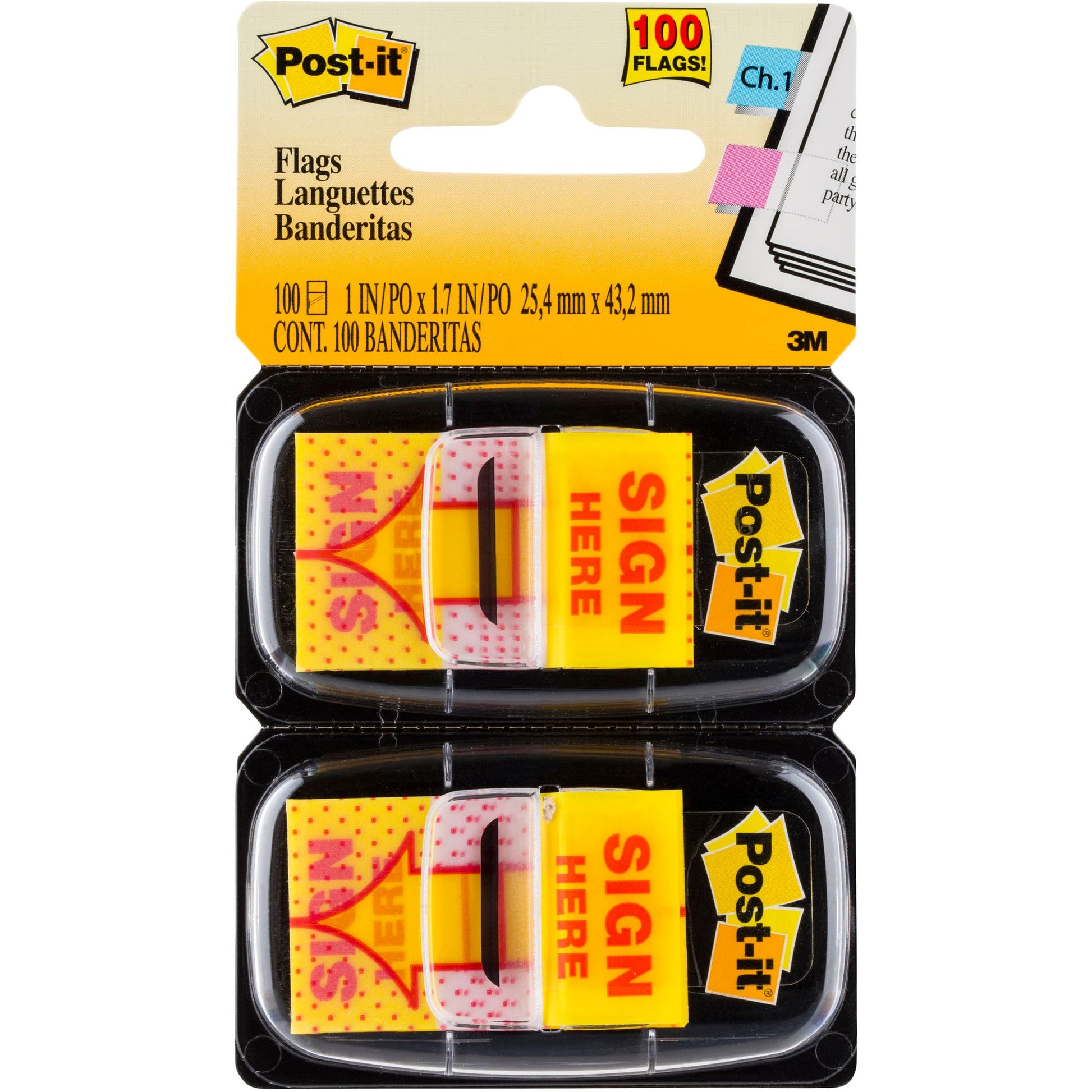 Post-It Flags 680 Twin 25x43mm Pack 2 Sign Here 305022000 3M680SH2