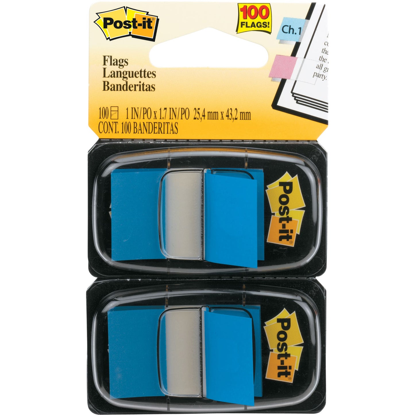 Post-It Flags 680 Twin Colours 25X44mm Pack 2 Blue 305022602 3M680BE2  BLUE