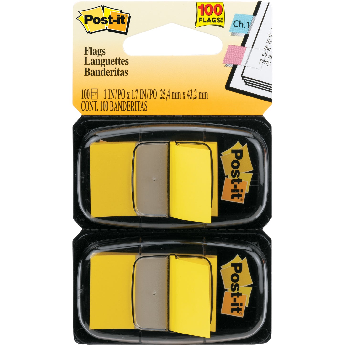 Post-It Flags 680 Twin Colours 25x44mm Pack 2 Yellow_305022606_3M680YW2 YELLOW