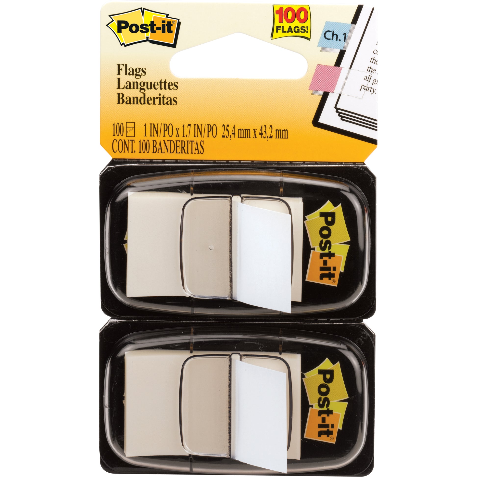 Post-It Flags 680 Twin Colours 25x44mm Pack 2 White_305022610_3M680WE2 - WHITE